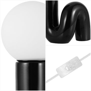 Katya 18" Scandinavian Minimalist Ceramic Spiral Tube LED Table Lamp - JONATHAN Y
